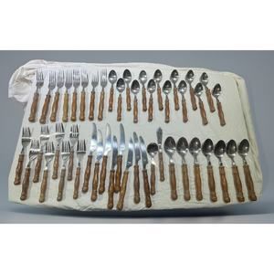 Harbor House Lifetime Cutlery Old Homestead Wood Handle Flatware Lot 48 Vintage